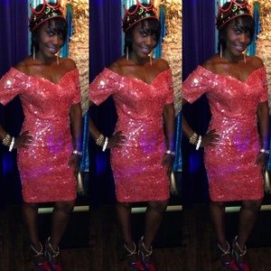 Off the Shoulder Sequin Dress